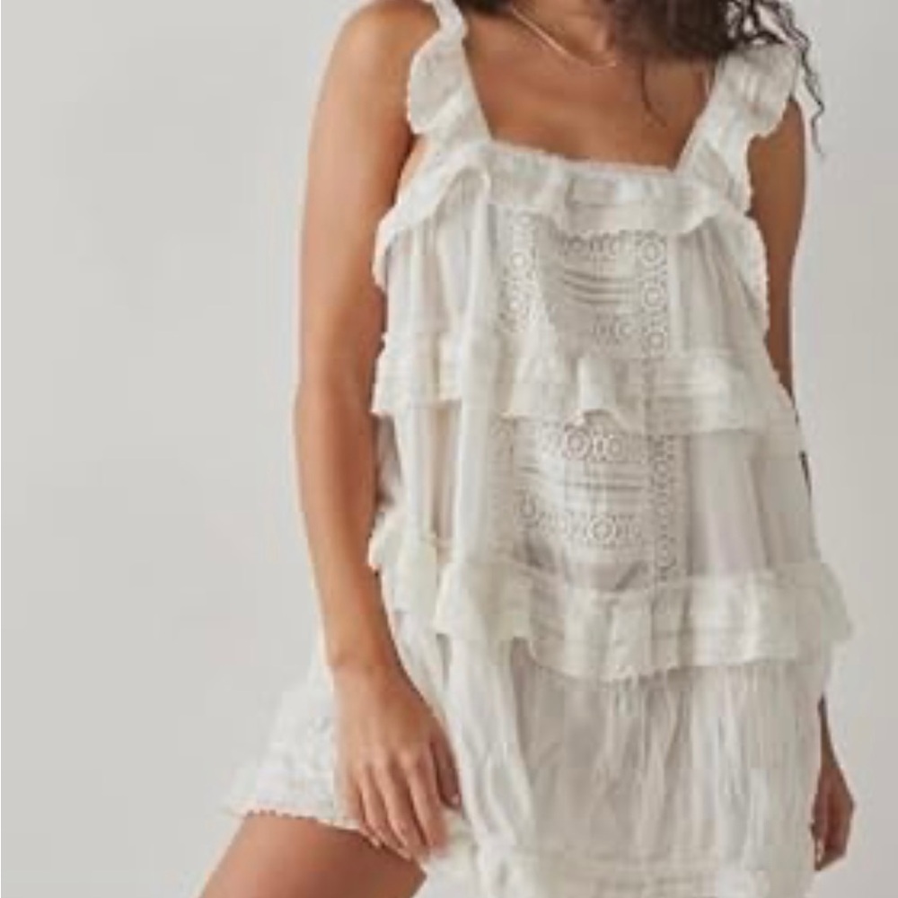 White Ruffled Lace Romper